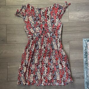Free People Red and Blue Floral Mini Dress
